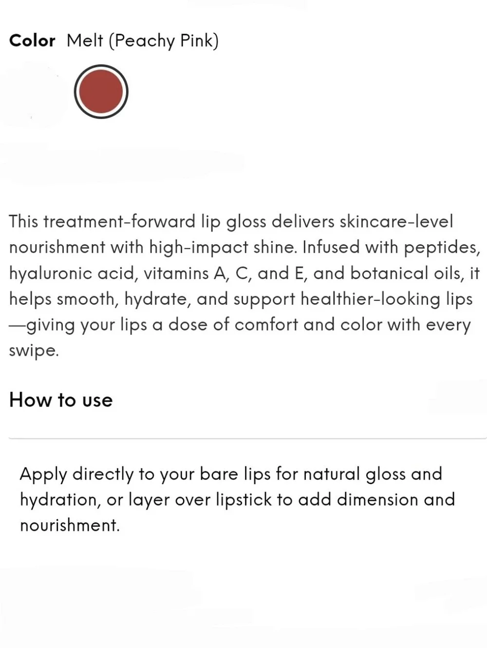 Lithe Hydra Gloss Nourishing Lip Treatment — Color: Melt (Peachy Pink)